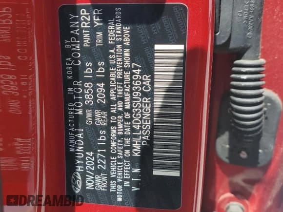 ✅ 2025 Hyundai Elantra SE • VIN: KMHLL4DG3SU936947 • Lot: 65534175. Listed on Copart with 835 mi. Free auction sales archive from the USA and detailed vehicle history report at DreamBid. Image 12.