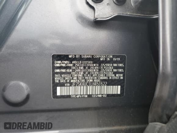 ✅ 2020 Subaru Forester Limited • VIN: JF2SKAUC1LH451622 • Lot: 92305665. Listed on Copart with 51,634 mi. Free auction sales archive from the USA and detailed vehicle history report at DreamBid. Image 12.