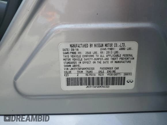 ✅ 2019 Infiniti Q50 Red Sport 400 • VIN: JN1FV7AP4KM760320 • Лот: 65944525. Опубликован ранее на Copart с пробегом 72 954 миль. Бесплатный доступ к архиву аукционных продаж из США и подробный отчёт об истории автомобиля на DreamBid. Изображение 12.