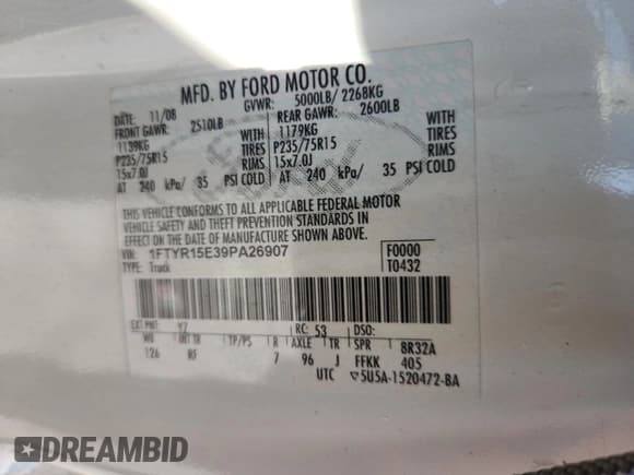 ✅ 2009 Ford Ranger XL • VIN: 1FTYR15E39PA26907 • Lot: 89889605. Listed on Copart with Not provided. Free auction sales archive from the USA and detailed vehicle history report at DreamBid. Image 12.