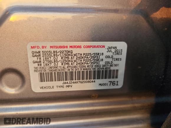 ✅ 2016 Mitsubishi Outlander GT • VIN: JA4JZ4AX7GZ008044 • Lot: 92213235. Listed on Copart with 89,542 mi. Free auction sales archive from the USA and detailed vehicle history report at DreamBid. Image 13.