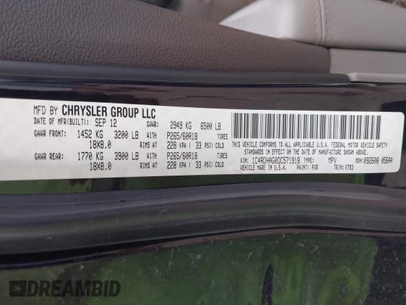 ✅ 2013 Dodge Durango SXT • VIN: 1C4RDHAG0DC571918 • Lot: 43203650. Listed on IAAI with 150,362 mi. Free auction sales archive from the USA and detailed vehicle history report at DreamBid. Image 9.