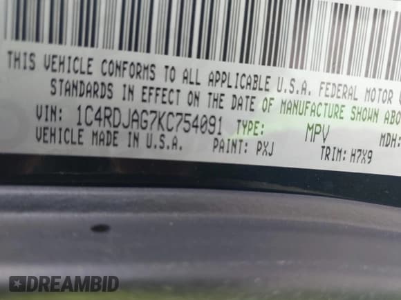 ✅ 2019 Dodge Durango SXT Plus • VIN: 1C4RDJAG7KC754091 • Lot: 39463070. Wystawiony na IAAI z przebiegiem 37 210 mil. Bezpłatny archiwum sprzedaży aukcyjnych z USA i szczegółowy raport historii pojazdu na DreamBid. Zdjęcie 9.