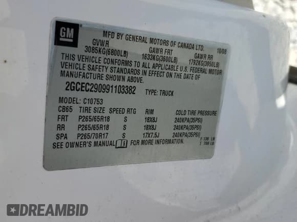 ✅ 2009 Chevrolet Silverado 1500 • VIN: 2GCEC290991103382 • Lot: 76093724. Wystawiony na Copart z przebiegiem 412 926 mil. Bezpłatny archiwum sprzedaży aukcyjnych z USA i szczegółowy raport historii pojazdu na DreamBid. Zdjęcie 12.