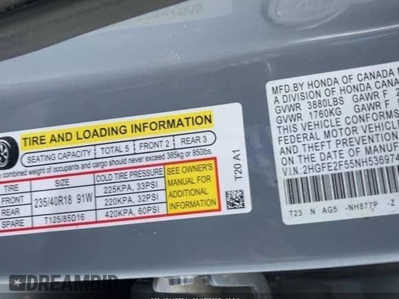 ✅ 2022 Honda Civic Sport • VIN: 2HGFE2F55NH536974 • Lot: 43115804. Wystawiony na IAAI z przebiegiem 21 431 mil. Bezpłatny archiwum sprzedaży aukcyjnych z USA i szczegółowy raport historii pojazdu na DreamBid. Zdjęcie 9.