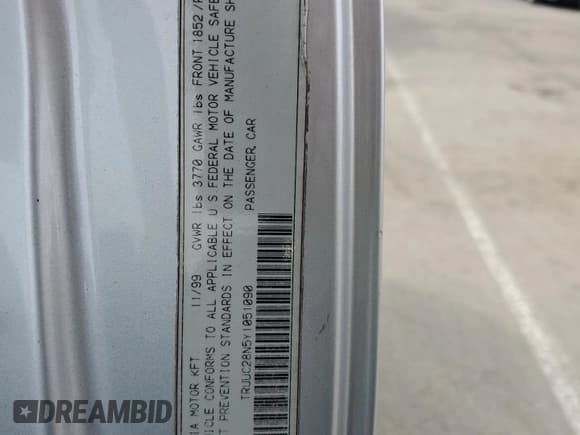 ✅ 2000 Audi TT • VIN: TRUUC28N5Y1051090 • Lot: 49100195. Listed on Copart with 221,669 mi. Free auction sales archive from the USA and detailed vehicle history report at DreamBid. Image 12.