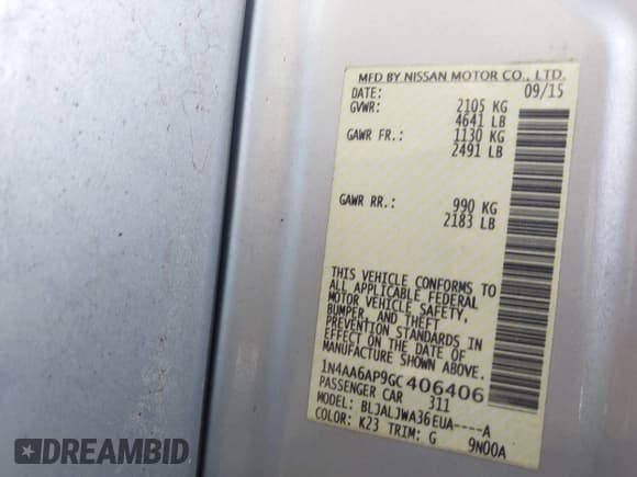 ✅ 2016 Nissan Maxima SL • VIN: 1N4AA6AP9GC406406 • Lot: 41954790. Wystawiony na IAAI z przebiegiem 139 380 mil. Bezpłatny archiwum sprzedaży aukcyjnych z USA i szczegółowy raport historii pojazdu na DreamBid. Zdjęcie 9.