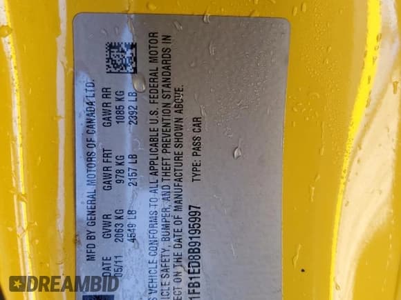 ✅ 2011 Chevrolet Camaro 1LT • VIN: 2G1FB1ED8B9195997 • Lot: 86521205. Listed on Copart with 141,249 mi. Free auction sales archive from the USA and detailed vehicle history report at DreamBid. Image 12.