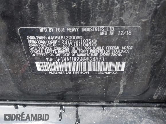 ✅ 2016 Subaru WRX • VIN: JF1VA1B65G9824873 • Lot: 42168134. Listed on IAAI with 75,817 mi. Free auction sales archive from the USA and detailed vehicle history report at DreamBid. Image 9.