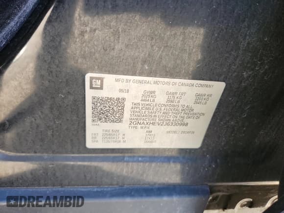 ✅ 2018 Chevrolet Equinox LS • VIN: 2GNAXHEV2J6330998 • Лот: 90811005. Опубликован ранее на Copart с пробегом 145 566 миль. Бесплатный доступ к архиву аукционных продаж из США и подробный отчёт об истории автомобиля на DreamBid. Изображение 12.