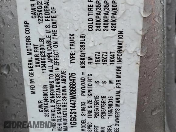 ✅ 1998 Isuzu Hombre S • VIN: 1GGCS1447W8668476 • Lot: 61903395. Wystawiony na Copart z przebiegiem 65 020 mil. Bezpłatny archiwum sprzedaży aukcyjnych z USA i szczegółowy raport historii pojazdu na DreamBid. Zdjęcie 13.