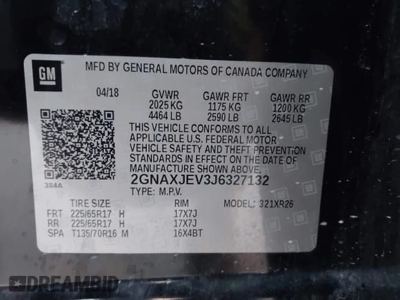 ✅ 2018 Chevrolet Equinox LT • VIN: 2GNAXJEV3J6327132 • Лот: 43210170. Опубликован ранее на IAAI с пробегом 83 203 миль. Бесплатный доступ к архиву аукционных продаж из США и подробный отчёт об истории автомобиля на DreamBid. Изображение 9.