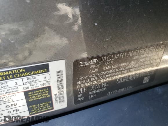 ✅ 2017 Jaguar XE 35t R-Sport • VIN: SAJAL4BV8HA976238 • Lot: 43034795. Listed on Copart with 74,517 mi. Free auction sales archive from the USA and detailed vehicle history report at DreamBid. Image 15.