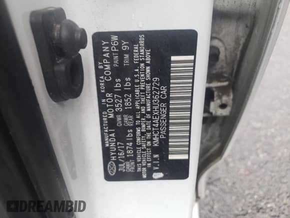 2017 Hyundai Accent SE с VIN KMHCT4AEXHU362729, выставлен на аукционе Copart как лот 36644313 с пробегом 96 904 миль миль и . История ставок и продаж доступна на DreamBid. Изображение 12.