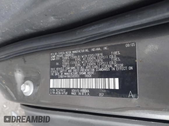 ✅ 2006 Toyota Tundra SR5 • VIN: 5TBDT44186S505933 • Lot: 43298260. Listed on IAAI with 167,617 mi. Free auction sales archive from the USA and detailed vehicle history report at DreamBid. Image 9.