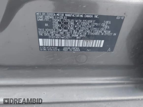 ✅ 2010 Toyota RAV4 • VIN: 2T3ZF4DV2AW029211 • Lot: 43755403. Listed on IAAI with 172,386 mi. Free auction sales archive from the USA and detailed vehicle history report at DreamBid. Image 9.