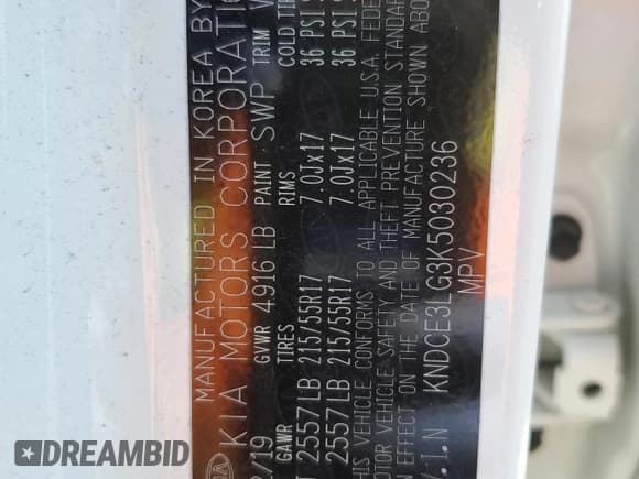 ✅ 2019 Kia Niro EX Premium • VIN: KNDCE3LG3K5030236 • Lot: 48944815. Listed on Copart with 52,317 mi. Free auction sales archive from the USA and detailed vehicle history report at DreamBid. Image 13.