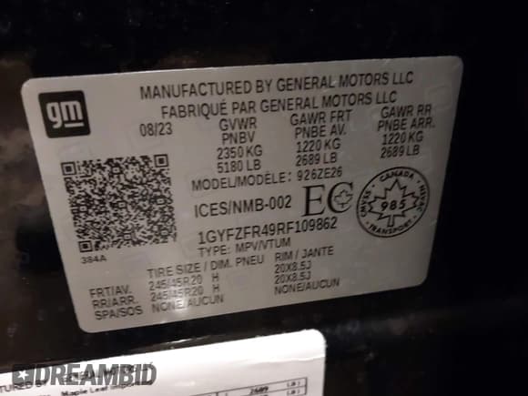 ✅ 2024 Cadillac XT4 AWD Sport • VIN: 1GYFZFR49RF109862 • Lot: 43861825. Listed on IAAI with 11,162 mi. Free auction sales archive from the USA and detailed vehicle history report at DreamBid. Image 9.