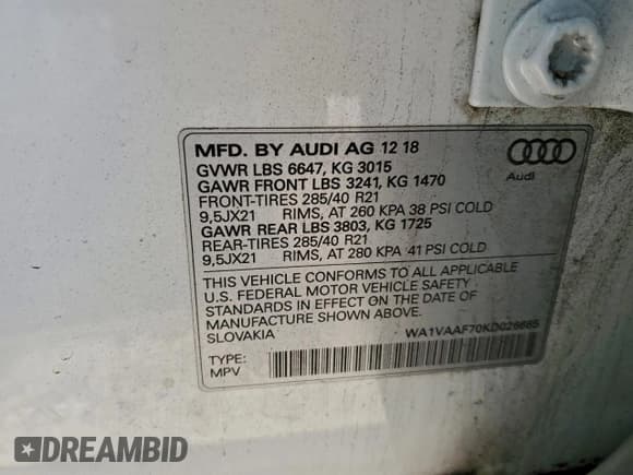 ✅ 2019 Audi Q7 Prestige • VIN: WA1VAAF70KD026665 • Лот: 92529065. Опубликован ранее на Copart с пробегом 122 690 миль. Бесплатный доступ к архиву аукционных продаж из США и подробный отчёт об истории автомобиля на DreamBid. Изображение 13.