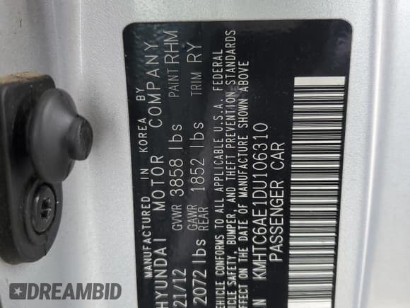 ✅ 2013 Hyundai Veloster Turbo • VIN: KMHTC6AE1DU106310 • Lot: 44688505. Wystawiony na Copart z przebiegiem 121 706 mil. Bezpłatny archiwum sprzedaży aukcyjnych z USA i szczegółowy raport historii pojazdu na DreamBid. Zdjęcie 12.