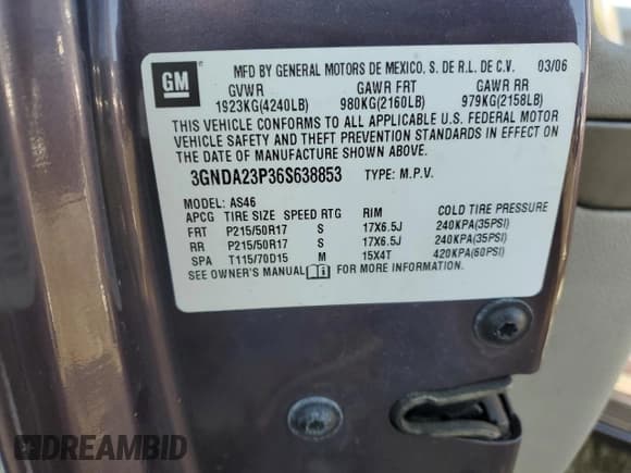 ✅ 2006 Chevrolet HHR LT • VIN: 3GNDA23P36S638853 • Lot: 86763675. Listed on Copart with 138,706 mi. Free auction sales archive from the USA and detailed vehicle history report at DreamBid. Image 12.