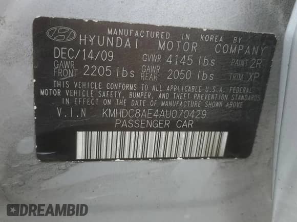 2010 Hyundai Elantra SE z VIN KMHDC8AE4AU070429, wystawiony jako Copart lot #70760085 z przebiegiem 184 360 mil mil oraz Szkoda całkowita • Salvage title. Historia ofert i sprzedaży dostępna na DreamBid. Obrazek 13.