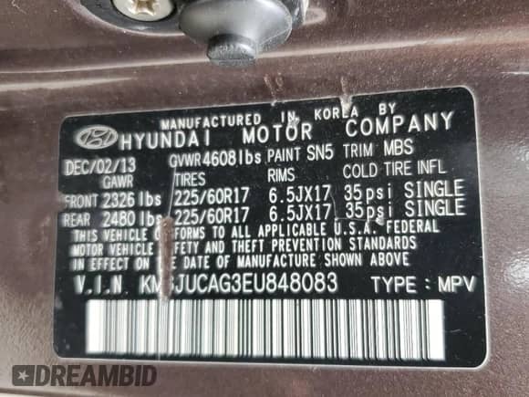 2014 Hyundai Tucson Limited z VIN KM8JUCAG3EU848083, wystawiony jako Copart lot #63944605 z przebiegiem 137 773 mil mil oraz Szkoda całkowita • Salvage title. Historia ofert i sprzedaży dostępna na DreamBid. Obrazek 13.