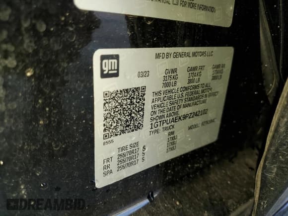 ✅ 2023 GMC Sierra 1500 Pro • VIN: 1GTPUAEK9PZ242102 • Lot: 43275805. Listed on Copart with Not provided. Free auction sales archive from the USA and detailed vehicle history report at DreamBid. Image 12.