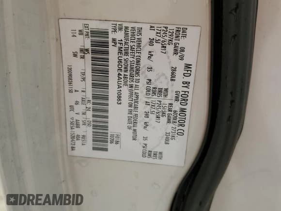 ✅ 2010 Ford Explorer XLT • VIN: 1FMEU6DE4AUA10863 • Лот: 81406715. Опубликован ранее на Copart с пробегом 104 068 миль. Бесплатный доступ к архиву аукционных продаж из США и подробный отчёт об истории автомобиля на DreamBid. Изображение 14.