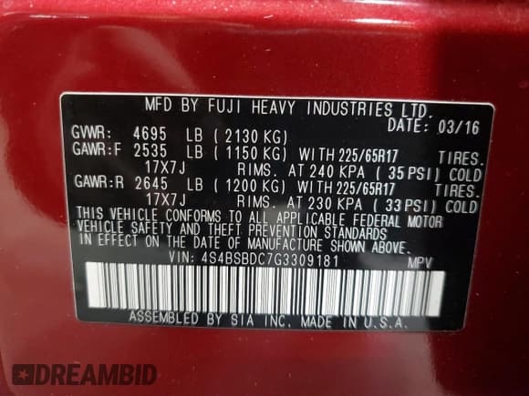 ✅ 2016 Subaru Outback Premium • VIN: 4S4BSBDC7G3309181 • Lot: 91381545. Wystawiony na Copart z przebiegiem 52 576 mil. Bezpłatny archiwum sprzedaży aukcyjnych z USA i szczegółowy raport historii pojazdu na DreamBid. Zdjęcie 13.