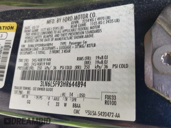 ✅ 2017 Lincoln MKZ Reserve • VIN: 3LN6L5F93HR644894 • Lot: 42634405. Wystawiony na IAAI z przebiegiem 127 139 mil. Bezpłatny archiwum sprzedaży aukcyjnych z USA i szczegółowy raport historii pojazdu na DreamBid. Zdjęcie 9.