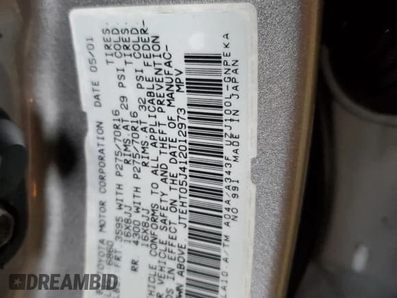 ✅ 2001 Toyota Land Cruiser • VIN: JTEHT05J412012973 • Lot: 69189805. Wystawiony na Copart z przebiegiem 247 373 mil. Bezpłatny archiwum sprzedaży aukcyjnych z USA i szczegółowy raport historii pojazdu na DreamBid. Zdjęcie 13.