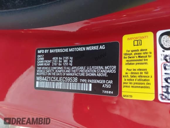 ✅ 2018 BMW 4 Series 430i • VIN: WBA4Z1C5XJEC59538 • Lot: 43615634. Listed on IAAI with 154,757 mi. Free auction sales archive from the USA and detailed vehicle history report at DreamBid. Image 9.