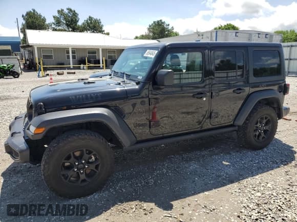 ✅ 2021 Jeep Wrangler Unlimited Willys • VIN: 1C4HJXDN1MW584099 • Lot: 56544645. Listed on Copart with 81,143 mi. Free auction sales archive from the USA and detailed vehicle history report at DreamBid. Image 1.