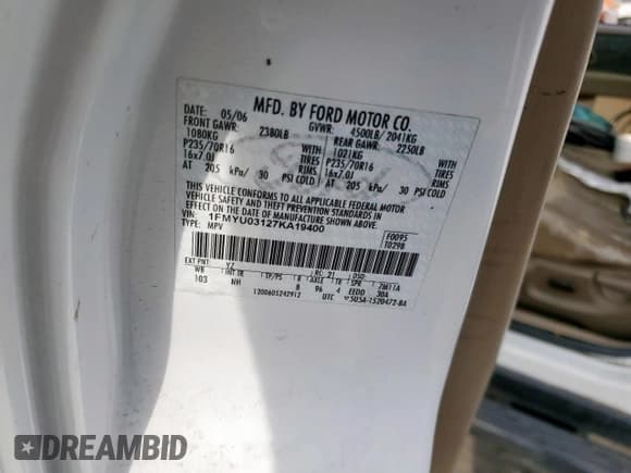 ✅ 2007 Ford Escape XLT • VIN: 1FMYU03127KA19400 • Lot: 64688855. Wystawiony na Copart z przebiegiem Nie podano. Bezpłatny archiwum sprzedaży aukcyjnych z USA i szczegółowy raport historii pojazdu na DreamBid. Zdjęcie 13.