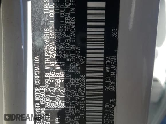 ✅ 2010 Lexus RX 350 • VIN: JTJZK1BA1A2002288 • Lot: 92213905. Listed on Copart with 65,557 mi. Free auction sales archive from the USA and detailed vehicle history report at DreamBid. Image 12.