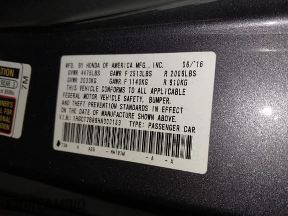 ✅ 2017 Honda Accord EX-L • VIN: 1HGCT2B89HA000153 • Lot: 43376485. Wystawiony na IAAI z przebiegiem 98 889 mil. Bezpłatny archiwum sprzedaży aukcyjnych z USA i szczegółowy raport historii pojazdu na DreamBid. Zdjęcie 9.