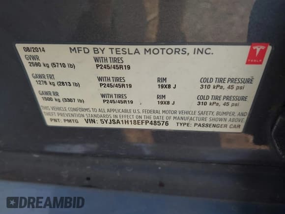 ✅ 2014 Tesla Model S 60 • VIN: 5YJSA1H18EFP48576 • Lot: 43229854. Wystawiony na IAAI z przebiegiem 71 200 mil. Bezpłatny archiwum sprzedaży aukcyjnych z USA i szczegółowy raport historii pojazdu na DreamBid. Zdjęcie 9.