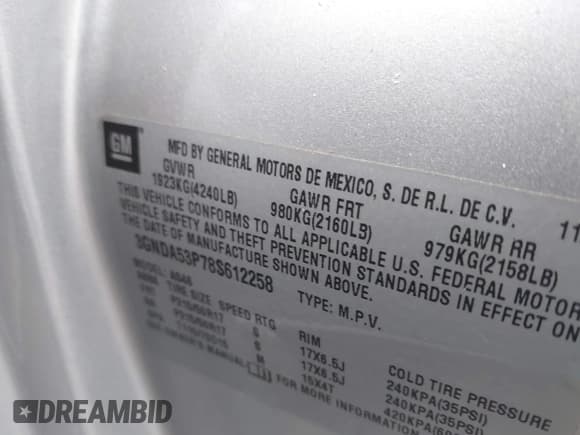 ✅ 2008 Chevrolet HHR LT • VIN: 3GNDA53P78S612258 • Lot: 41439527. Listed on IAAI with 207,471 mi. Free auction sales archive from the USA and detailed vehicle history report at DreamBid. Image 9.