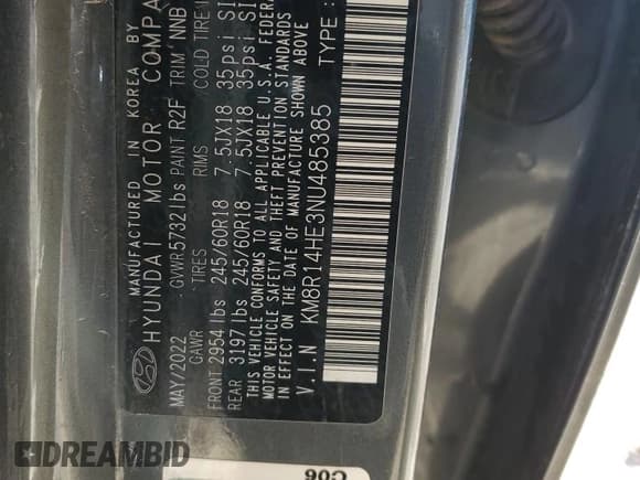 ✅ 2022 Hyundai Palisade SE • VIN: KM8R14HE3NU485385 • Лот: 90428665. Опубликован ранее на Copart с пробегом 86 366 миль. Бесплатный доступ к архиву аукционных продаж из США и подробный отчёт об истории автомобиля на DreamBid. Изображение 13.