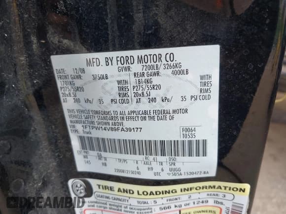 ✅ 2009 Ford F-150 XL • VIN: 1FTPW14V89FA39177 • Lot: 43050528. Listed on IAAI with 244,162 mi. Free auction sales archive from the USA and detailed vehicle history report at DreamBid. Image 9.