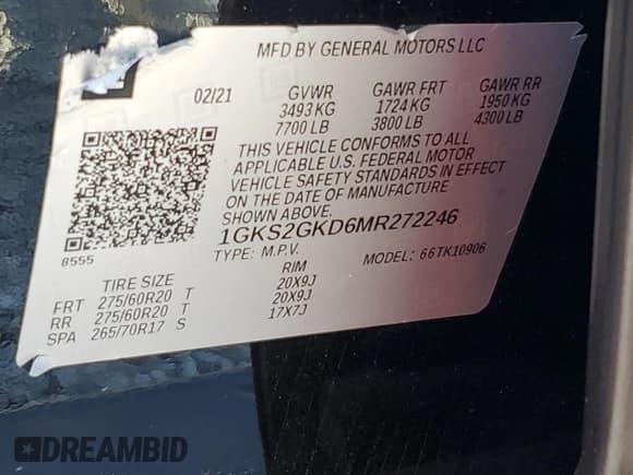 ✅ 2021 GMC Yukon XL SLT • VIN: 1GKS2GKD6MR272246 • Лот: 80538955. Опубликован ранее на Copart с пробегом 96 434 миль. Бесплатный доступ к архиву аукционных продаж из США и подробный отчёт об истории автомобиля на DreamBid. Изображение 13.