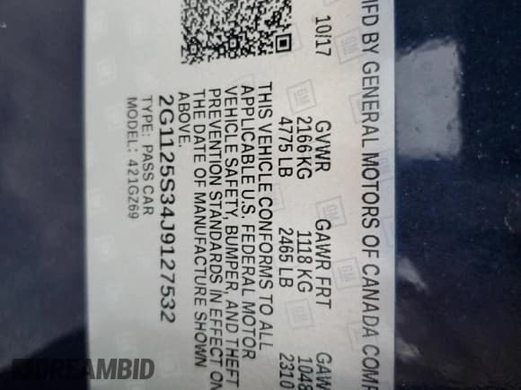 ✅ 2018 Chevrolet Impala Premier • VIN: 2G1125S34J9127532 • Лот: 76016054. Опубликован ранее на Copart с пробегом 170 769 миль. Бесплатный доступ к архиву аукционных продаж из США и подробный отчёт об истории автомобиля на DreamBid. Изображение 12.