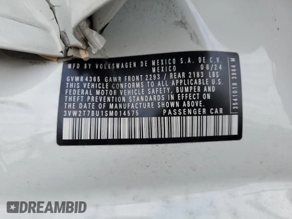 ✅ 2025 Volkswagen Jetta Autobahn • VIN: 3VW2T7BU1SM014575 • Lot: 92364975. Wystawiony na Copart z przebiegiem 7 468 mil. Bezpłatny archiwum sprzedaży aukcyjnych z USA i szczegółowy raport historii pojazdu na DreamBid. Zdjęcie 12.
