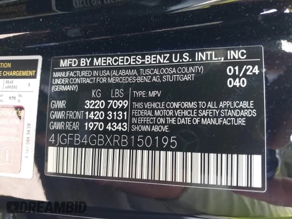 ✅ 2024 Mercedes-Benz GLE 450e • VIN: 4JGFB4GBXRB150195 • Lot: 43293702. Listed on IAAI with 25,936 mi. Free auction sales archive from the USA and detailed vehicle history report at DreamBid. Image 9.