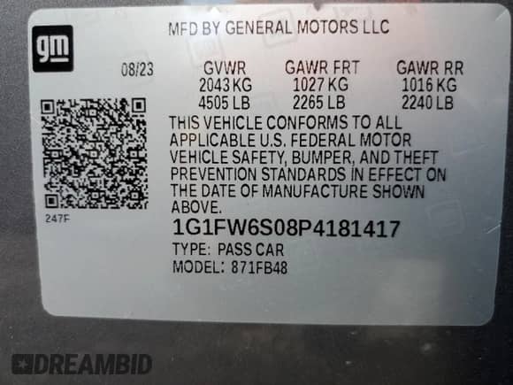 2023 Chevrolet Bolt EV 1LT с VIN 1G1FW6S08P4181417, выставлен на аукционе Copart как лот 77851623 с пробегом 296 миль миль и . История ставок и продаж доступна на DreamBid. Изображение 12.