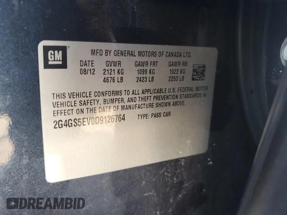 ✅ 2013 Buick Regal Turbo Premium 1 • VIN: 2G4GS5EV0D9126764 • Lot: 67446265. Wystawiony na Copart z przebiegiem 114 765 mil. Bezpłatny archiwum sprzedaży aukcyjnych z USA i szczegółowy raport historii pojazdu na DreamBid. Zdjęcie 12.