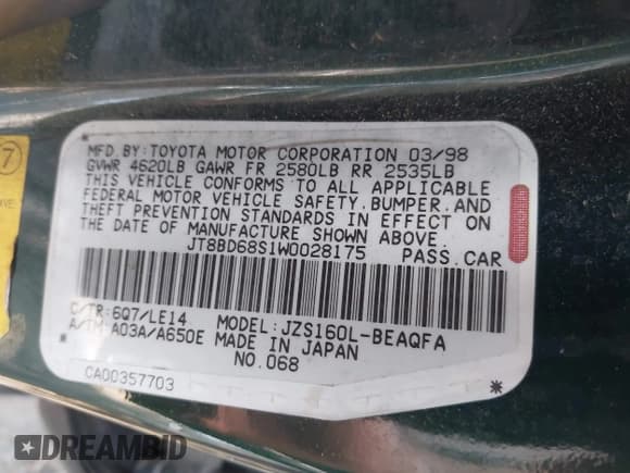 ✅ 1998 Lexus GS 300 • VIN: JT8BD68S1W0028175 • Lot: 42496597. Wystawiony na IAAI z przebiegiem 186 096 mil. Bezpłatny archiwum sprzedaży aukcyjnych z USA i szczegółowy raport historii pojazdu na DreamBid. Zdjęcie 9.
