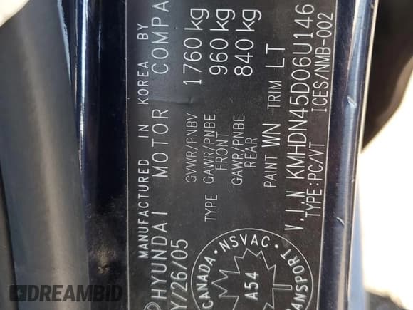 ✅ 2006 Hyundai Elantra GLS • VIN: KMHDN45D06U146109 • Lot: 62437654. Wystawiony na Copart z przebiegiem 150 363 mil. Bezpłatny archiwum sprzedaży aukcyjnych z USA i szczegółowy raport historii pojazdu na DreamBid. Zdjęcie 12.