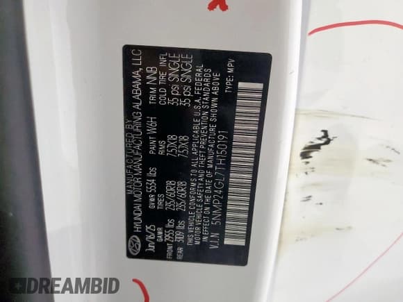 ✅ 2026 Hyundai Santa Fe SEL • VIN: 5NMP24GL7TH150191 • Лот: 90751555. Опубликован ранее на Copart с пробегом 3 606 миль. Бесплатный доступ к архиву аукционных продаж из США и подробный отчёт об истории автомобиля на DreamBid. Изображение 13.